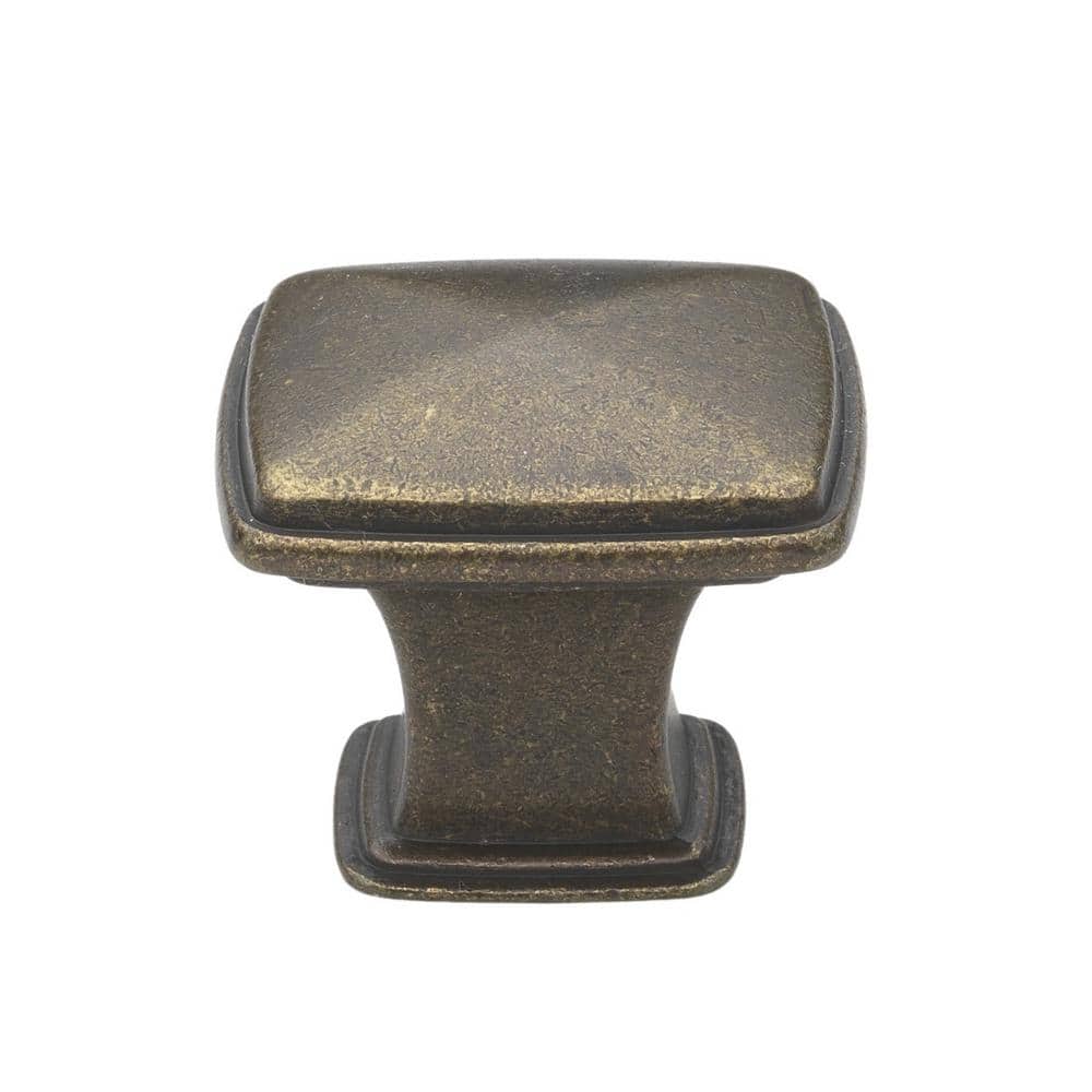 Antique Brass Square Cabinet Knob Multipack with Mounting Hardware