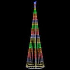 144 in. Christmas Multi-Color LED Animated Lightshow Cone Tree with 442 Lights and Star Topper
