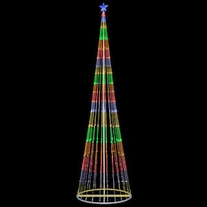 144 in. Christmas Multi-Color LED Animated Lightshow Cone Tree with 442 Lights and Star Topper