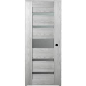 36 in. x 80 in. Vona 07-05 Left-Handed 5-Lite Frosted Glass Solid Core Ribeira Ash Wood Single Prehung Interior Door