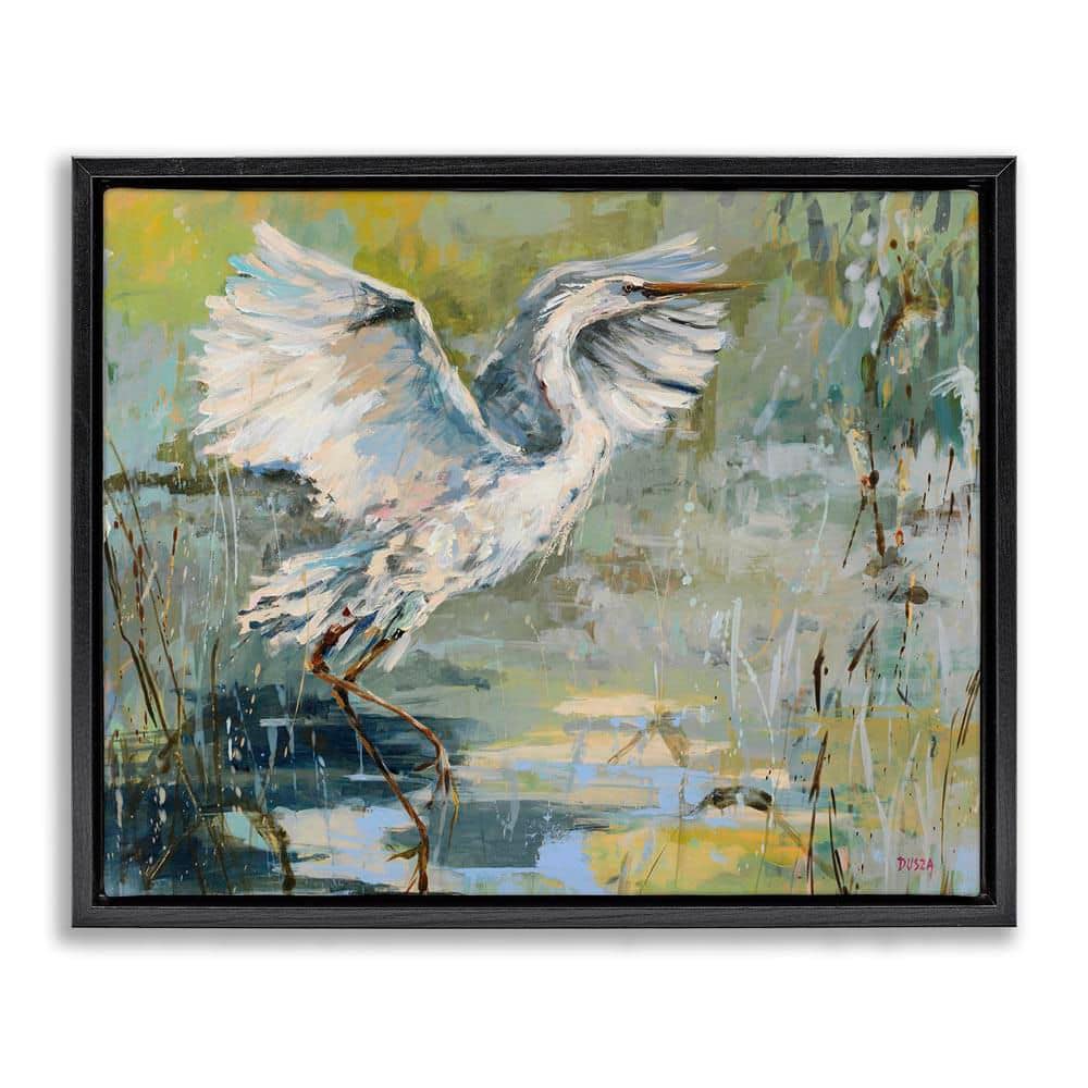 Radiant Crane at Pond by Dusza Black Floater Frame Animal Graphic Art Print 25 in. x 31 in. price history on PriceWatchPro