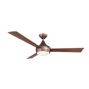 Donaire 52 in. LED Indoor/Outdoor Brushed Bronze Ceiling Fan with Light with Remote Control