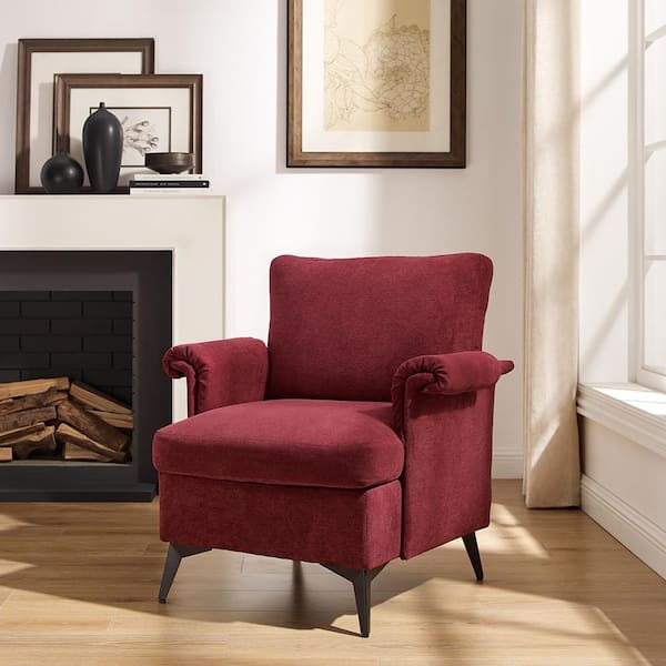 Art Leon Calypso Blue Velvet Ribbed Accent Oak Arm Chair with Metal Frame