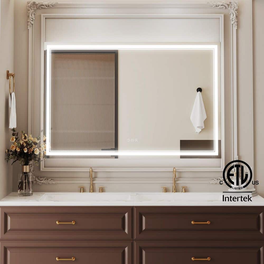 60 in. W x 36 in. H Modern Rectangular Frameless LED Lighted Anti-Fog Wall Bathroom Vanity Mirror in Tempered Glass price history on PriceWatchPro