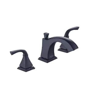 Sadira 8 in. Widespread Double-Handle High-Arc Bathroom Faucet with Pop-Up Drain in Matte Black