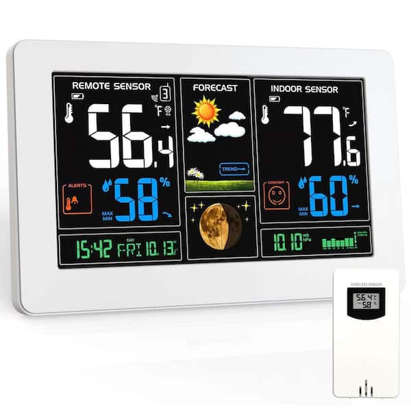 Multi Clock Barometer Temperature Hcman Wireless Color Display Weather Station, Indoor Outdoor ...
