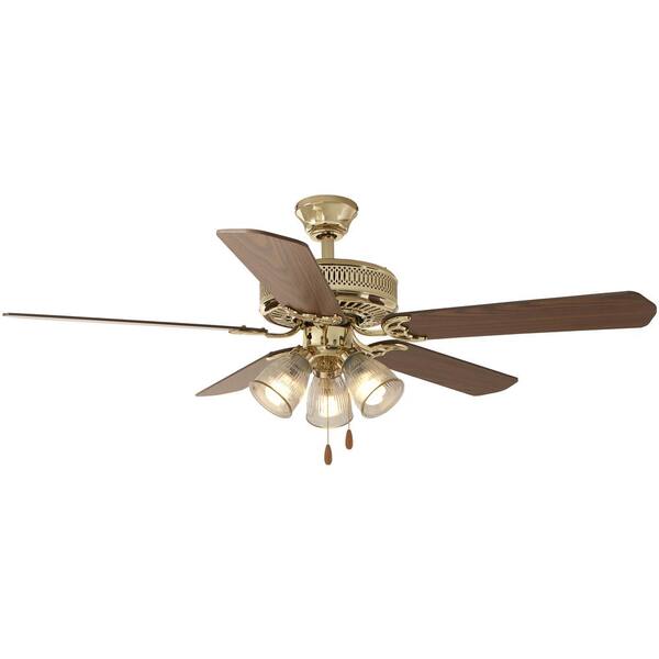 Hampton Bay Landmark Plus 52 in. Indoor Polished Brass Ceiling Fan