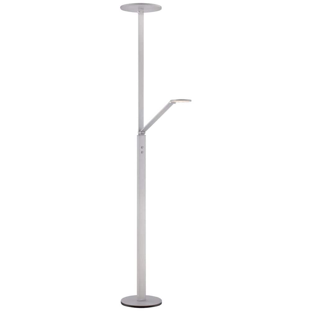 Adjustable White Acrylic LED Floor Lamp with Chiseled Nickel Finish
