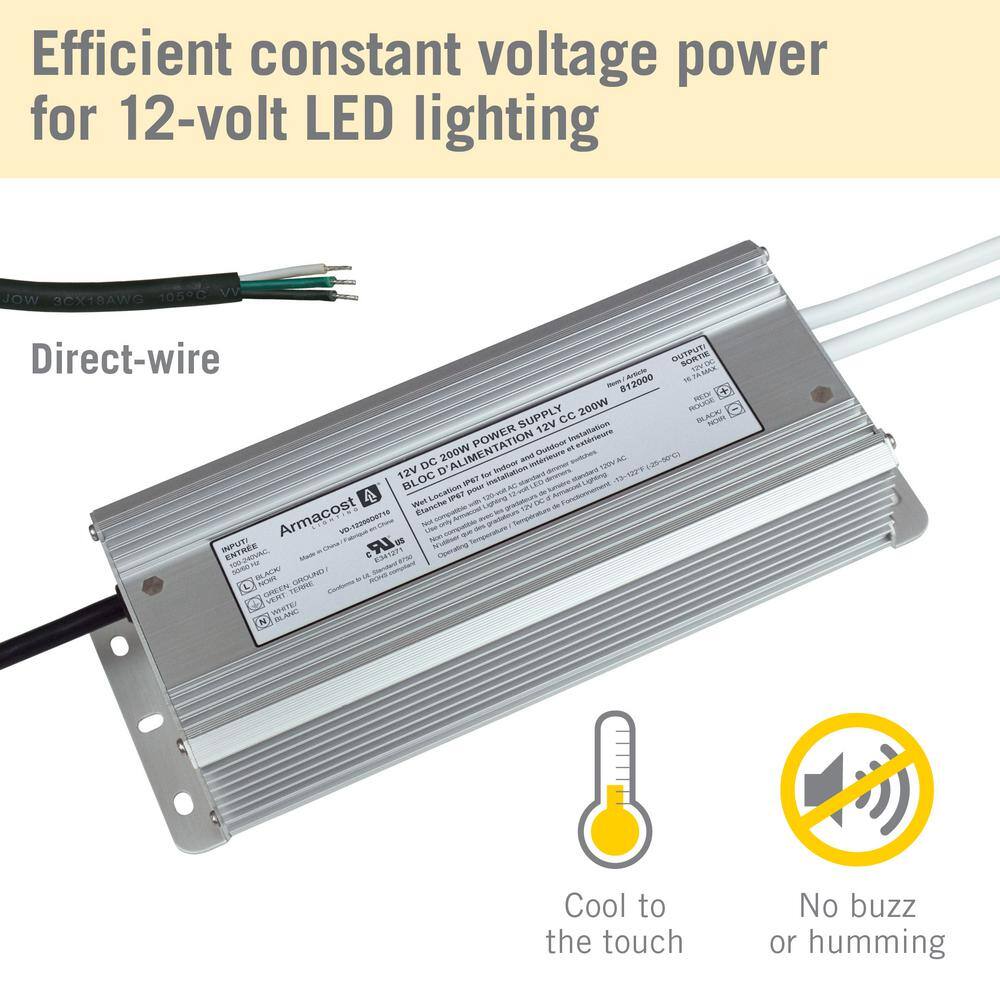 Silver 200W 12V DC Indoor/Outdoor LED Driver