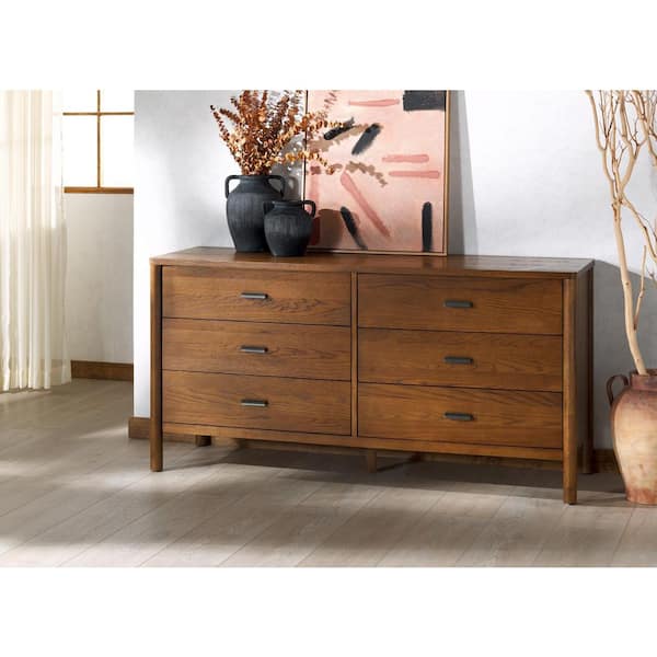 medium brown dresser Grandpas Cabin & Mirror three drawers with picture frame detailing are perfect for bedside essentials Ashley Flynnter Dresser in Medium