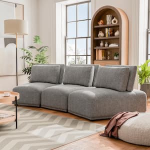 Fairwind 111 in. Armless Chenille Curved Modular Extendable Back Sofa in Gray