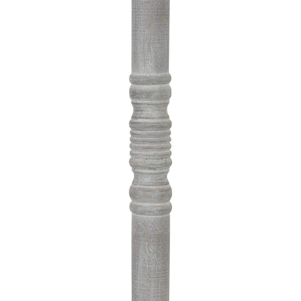 Colonial Base Round Pedestal End Table in Distressed Gray