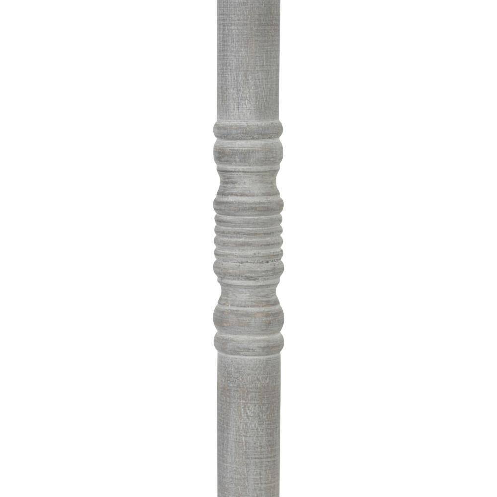 Colonial Base Round Pedestal End Table in Distressed Gray