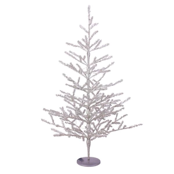 3 ft. Pre-Lit LED Silver Tinsel Twig Artificial Christmas Tree-Clear Lights