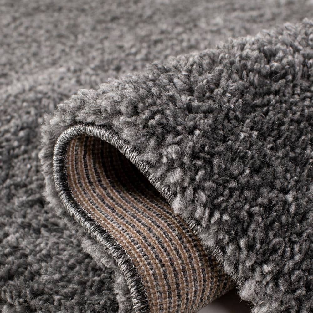 Elysian Gray 47" Round Synthetic Shag Area Rug