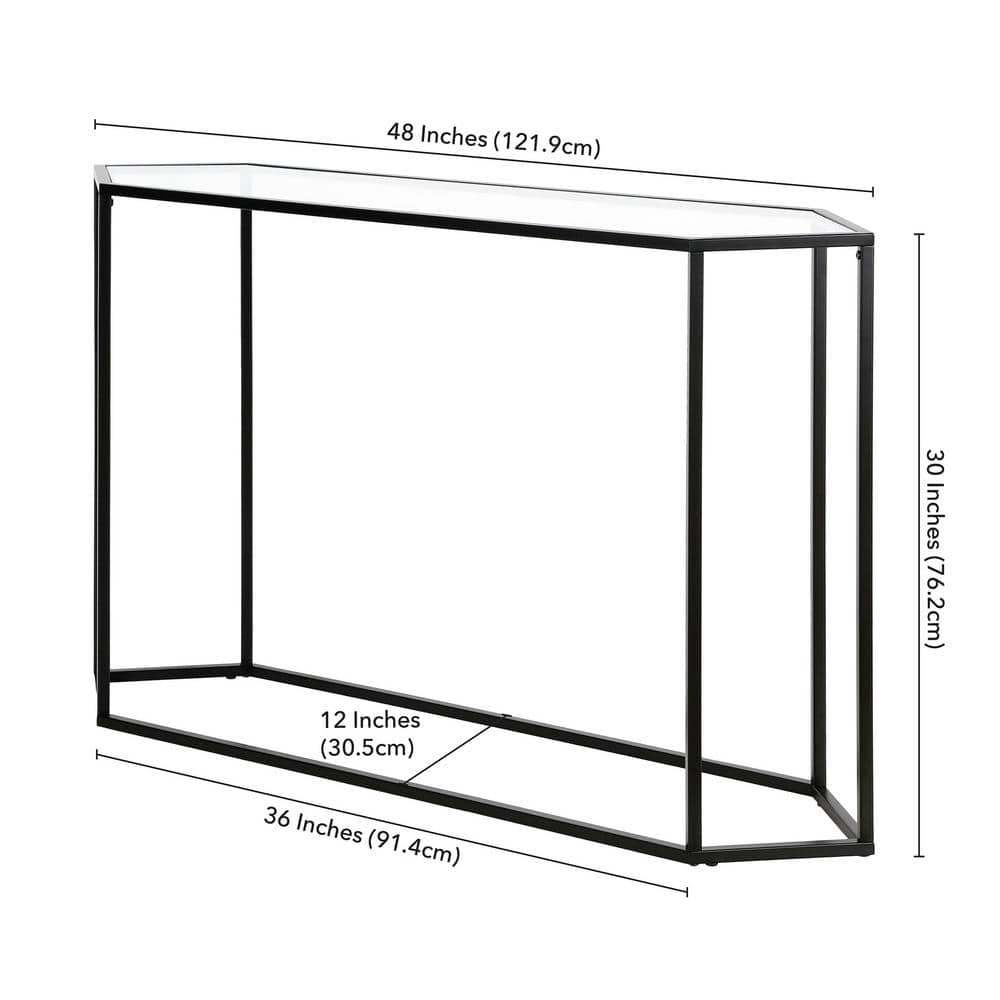 Blackened Bronze Hexagonal Glass Hallway Table