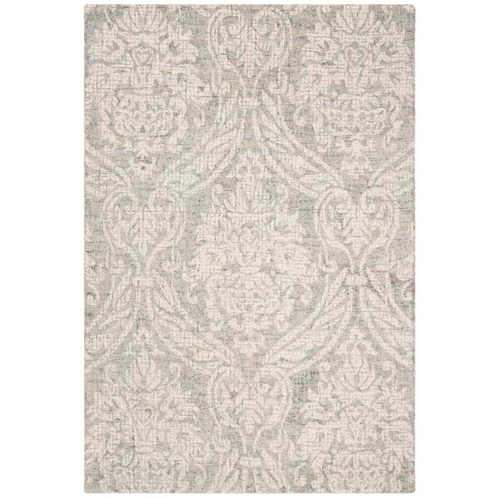 Gray Abstract Handmade Wool Tufted Reversible Rug, 24" x 4"