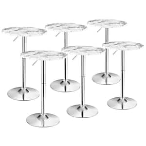 6-Piece Round Bistro Bar Table 36 in. Height Adjustable 360° Swivel White