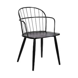 Bradley Steel Framed Side Chair in Black Powder Coated Finish and Black Brushed Wood