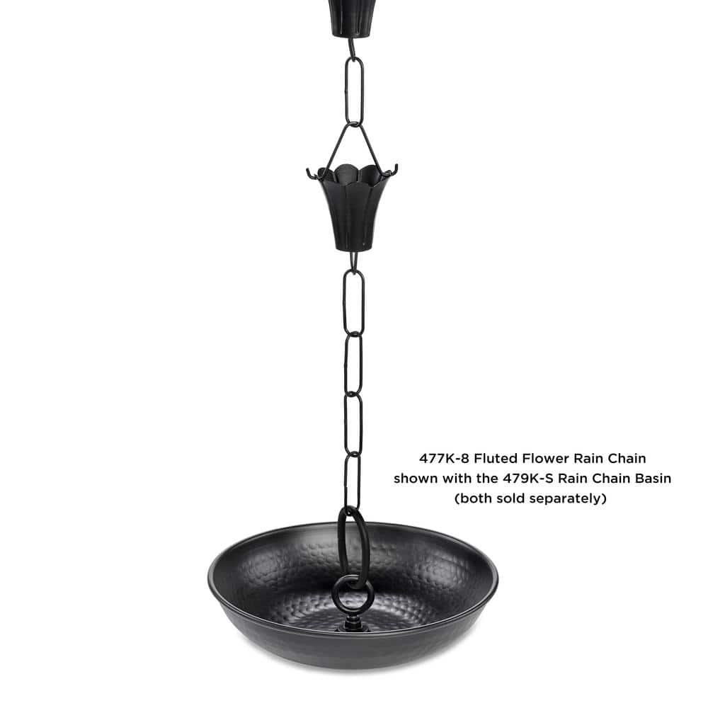 Fluted Flower Black Aluminum 8.5 ft Rain Chain