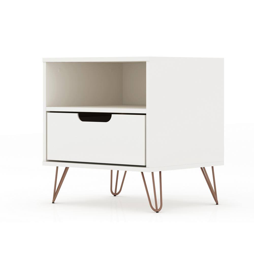 Set of 2 Gray 1-Drawer Nightstands with Hairpin Legs