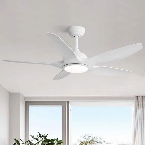 48 in. LED Indoor/Outdoor Modern White Ceiling Fan with Reversible Motor, 6-Speed DC Remote Control