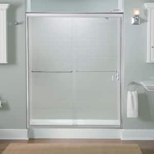 Fluence 59-5/8 in. x 70-5/16 in. Semi-Frameless Sliding Shower Door in Bright Polished Silver with Handle