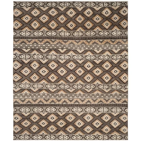 Challe 9 ft. x 12 ft. Camel High-Low Geometric Area Rug