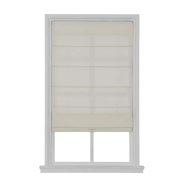 Cordless Light Filtering Fabric Roman Shade 29X64 Ivory