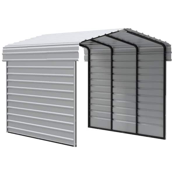 Arrow 10 ft. W x 15 ft. D x 9 ft. H Eggshell Galvanized Steel Carport with 2-Side Wall Kits
