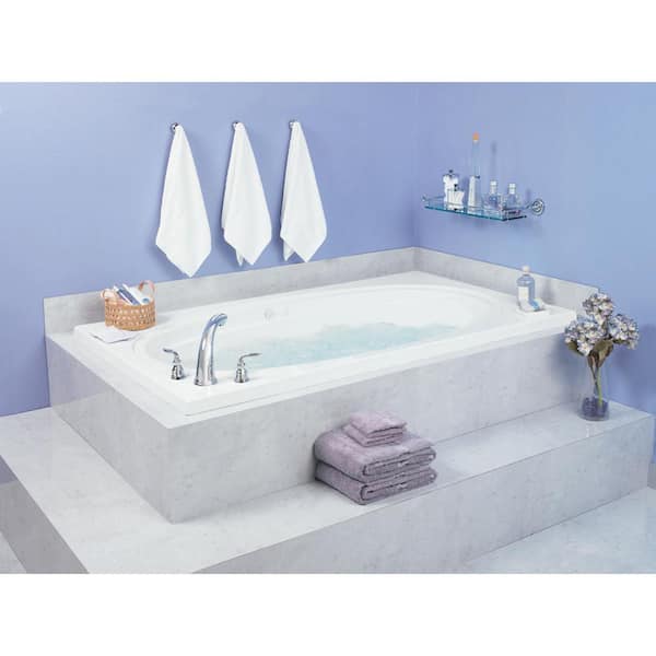 Aquatic Alydar I 60 in. Acrylic Reversible Drain Rectangular Drop-In Air Bath Tub in White