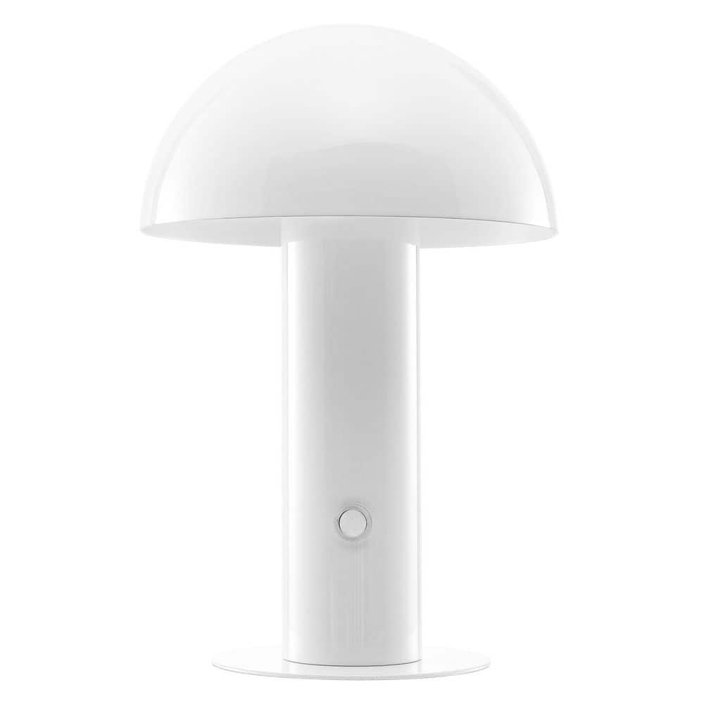 White Cordless Iron LED Mushroom Table Lamp