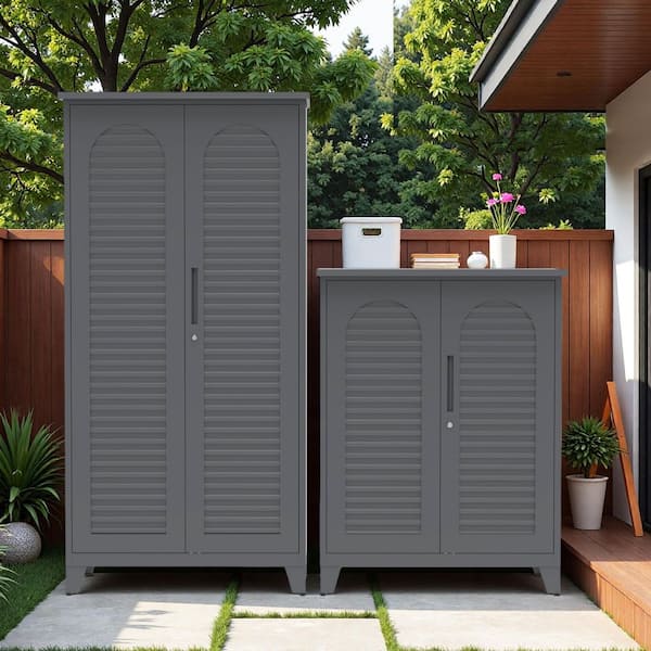 Blanche Grey Tall Metal 47.2 in. Tool Storage Cabinet with Ample Storage Space for Garage, Warehouse, Garden