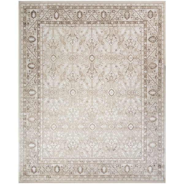 Dekor 8 ft. x 10 ft. Ivory Brown Diamond Traditional Area Rug