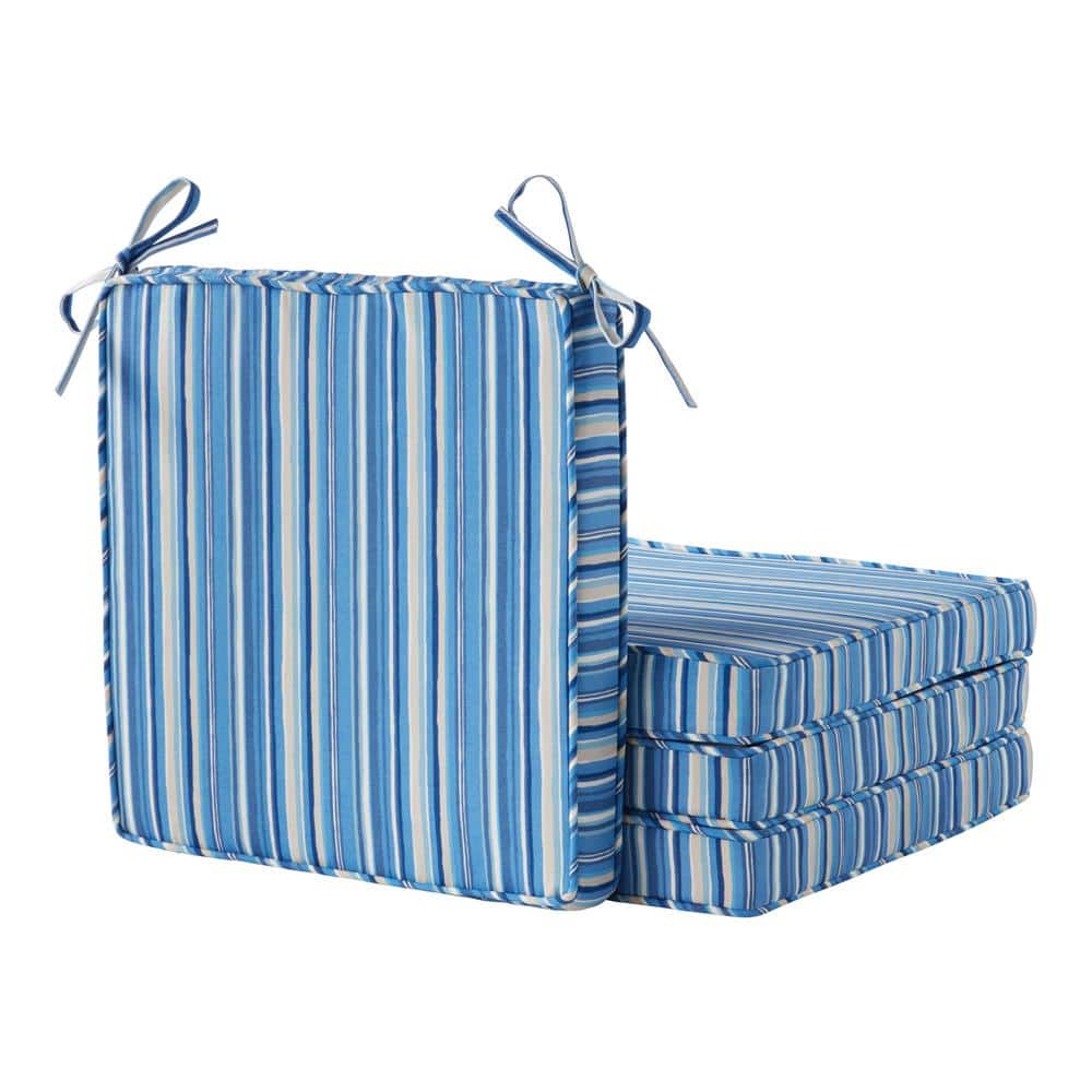 18 in. x 18 in. Sapphire Stripe Square Outdoor Dining Seat Cushion (4-Pack) price history on PriceWatchPro