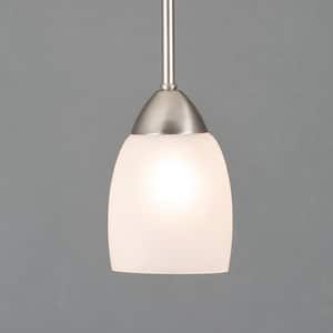 Mirror Lake 1-Light Brushed Nickel Mini Pendant with White Etched Glass Shade