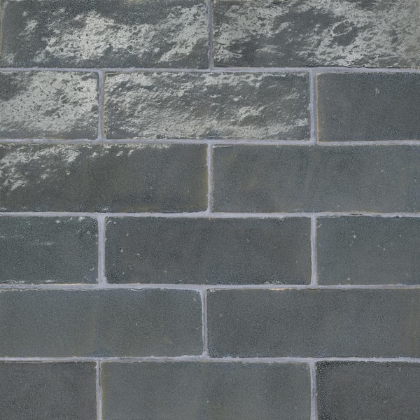 Bedrosians Zagora Rectangular 2 in. x 6 in. Glossy Charcoal Ceramic Wall Tile (8.07 sq. ft./Case)