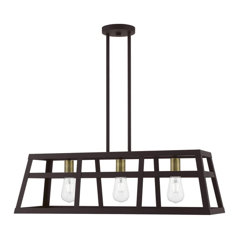 Charterwood 3-Light Bronze Linear Chandelier with Antique Brass Accents price history on PriceWatchPro