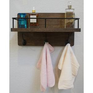 Brown Floating Wall Mounted Storage Shelf for Kitchen, Bathroom