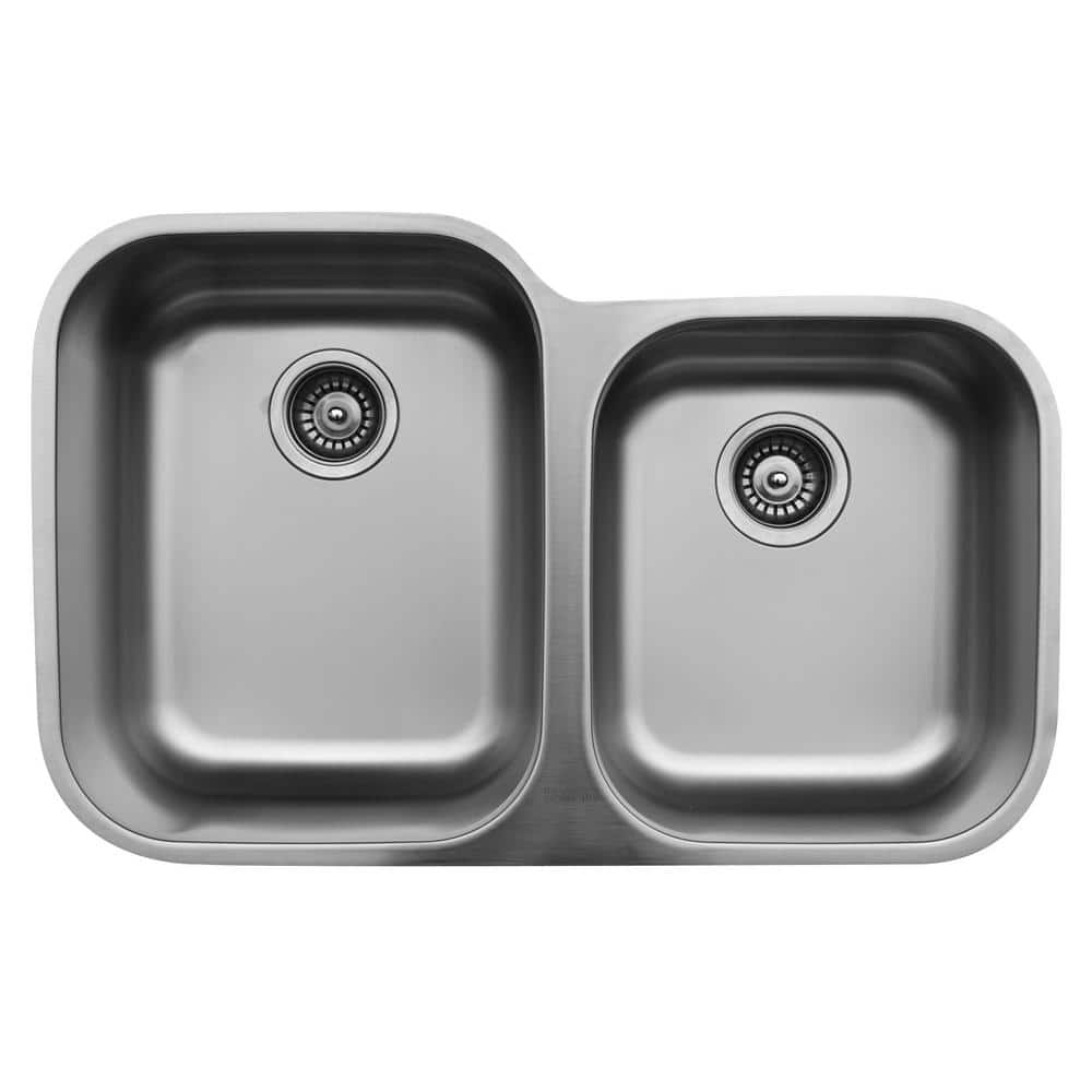 Karran Undermount Stainless Steel 32 in. Double Bowl Kitchen Sink ...