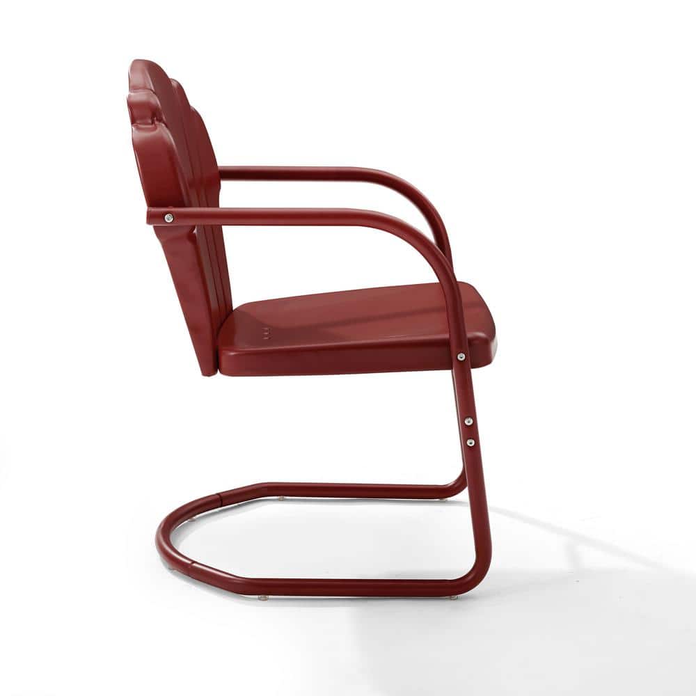 Tulip Retro Red Metal Outdoor Armchair Set