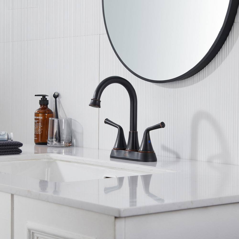 Oil Rubbed Bronze 4-Inch 2-Handle Stainless Steel Bathroom Faucet