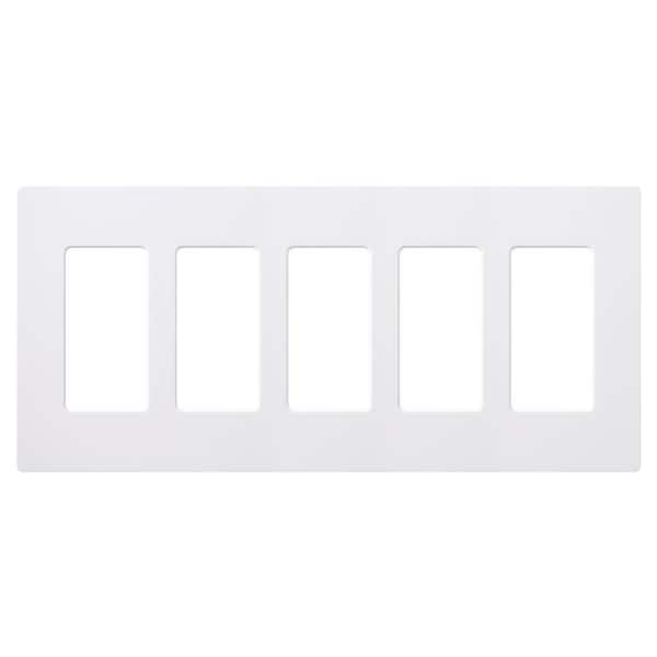 Lutron Claro 5 Gang Wall Plate for Decorator/Rocker Switches, Gloss, White (CW-5-WH) (1-Pack)