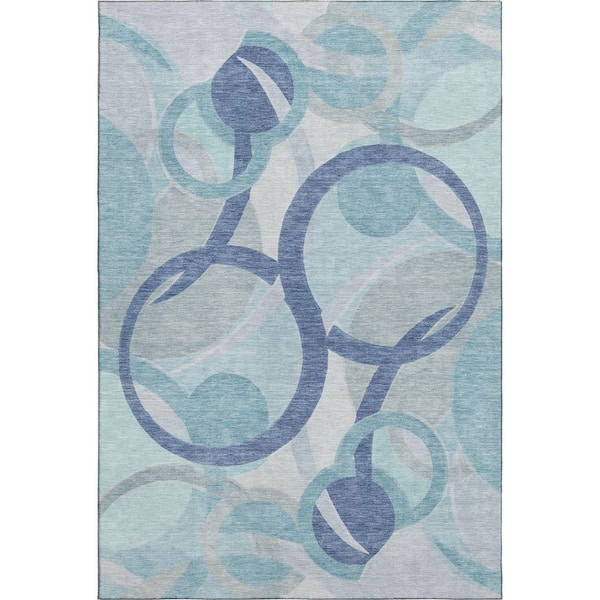 Mayfield Premium Machine Washable Abstract AMF2168 Blue 10 ft. x 14 ft. Area Rug