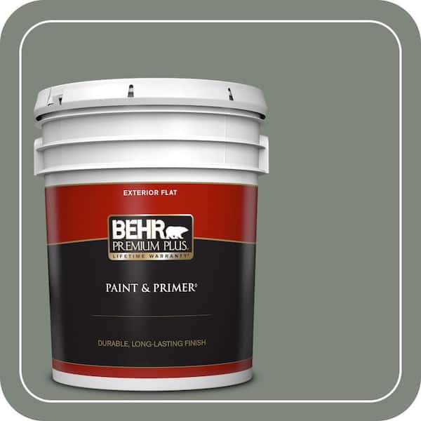 BEHR PREMIUM PLUS 5 gal. #N410-5 Village Green Flat Exterior Paint & Primer