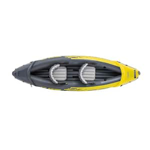 2-Person Inflatable Kayak with Oars and Air Pump and 4-Person Boat with Oars and Pump