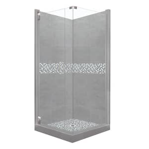 Del Mar Grand Hinged 38 in. x 38 in. x 80 in. Left-Hand Corner Shower Kit in Wet Cement and Chrome Hardware