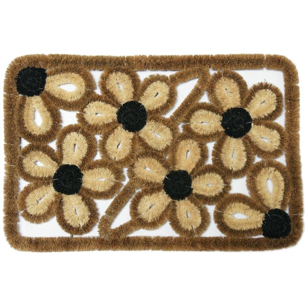 Rubber-Cal Wild Flowers Coco 18 in. x 30 in. Coir Outdoor Scraper Door Mat