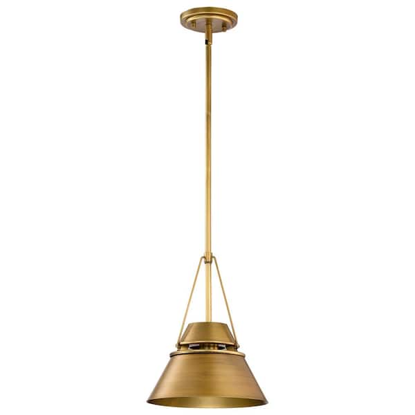 SATCO Adina 1-Light Natural Brass Cone Pendant Light and No Bulbs Included