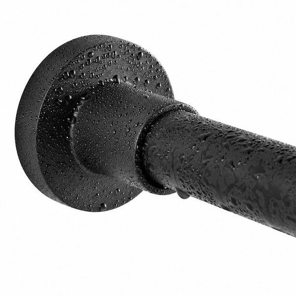 No-Drill Tension Shower Curtain Rod Stainless Steel Non-Fall 30 lb Adjustable 43 to 73 in Matte Black